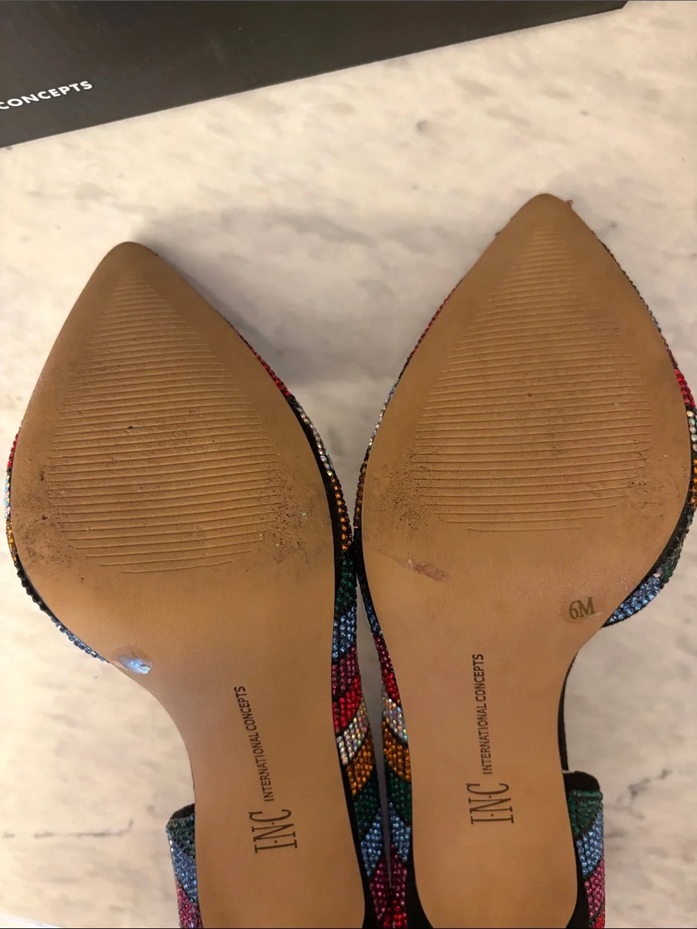 INC International Concepts Multicolor Rhinestone Striped Pointed-Toe Pumps 6 - Picture 10 of 11